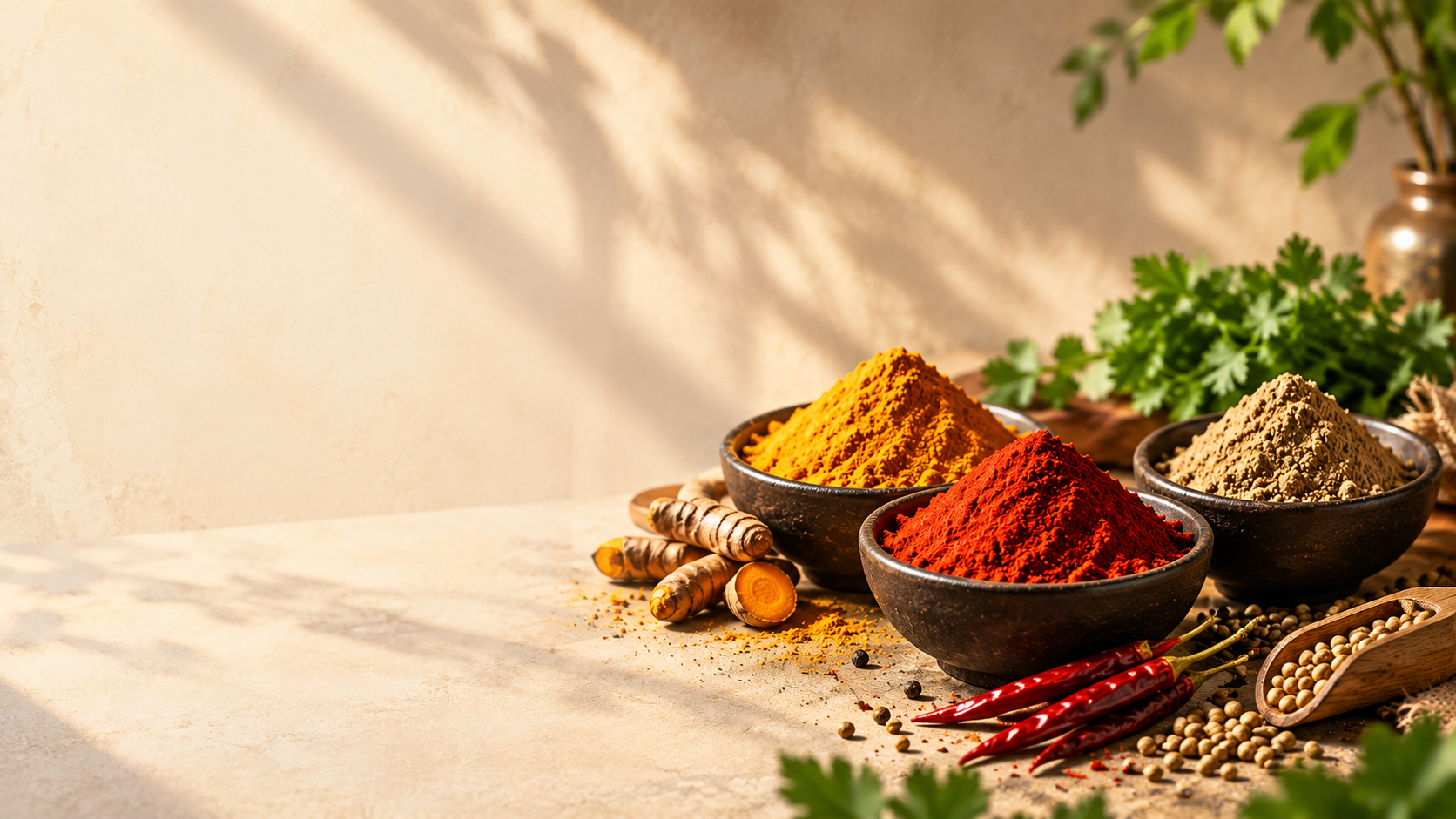 Turmeric, Red Chilli and Coriander powders